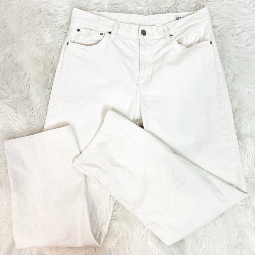 ZARA WINTER WHITE STRAIGHT LEG JEANS ZIP FLY WOMENS SZ 10